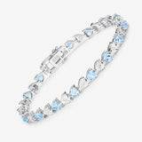 7.64 Carat Genuine Blue Topaz and White Diamond .925 Sterling Silver Bracelet