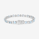 7.64 Carat Genuine Blue Topaz and White Diamond .925 Sterling Silver Bracelet