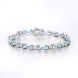 7.36 Carat Genuine Aquamarine and White Diamond .925 Sterling Silver Bracelet