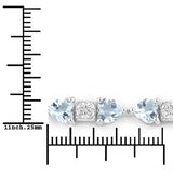 7.36 Carat Genuine Aquamarine and White Diamond .925 Sterling Silver Bracelet