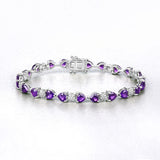 9.56 Carat Genuine Amethyst and White Diamond .925 Sterling Silver Bracelet