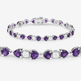 9.56 Carat Genuine Amethyst and White Diamond .925 Sterling Silver Bracelet