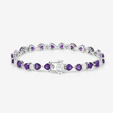 9.56 Carat Genuine Amethyst and White Diamond .925 Sterling Silver Bracelet