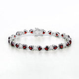 11.10 Carat Genuine Garnet and White Diamond .925 Sterling Silver Bracelet