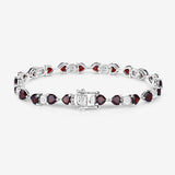 11.10 Carat Genuine Garnet and White Diamond .925 Sterling Silver Bracelet