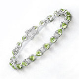 9.78 Carat Genuine Peridot and White Diamond .925 Sterling Silver Bracelet