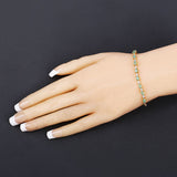 1.29 Carat Genuine Emerald and White Diamond .925 Sterling Silver Bracelet