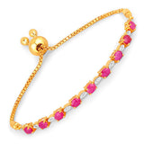 2.01 Carat Genuine Ruby and White Diamond .925 Sterling Silver Bracelet