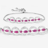 1.65 Carat Genuine Ruby and White Diamond .925 Sterling Silver Bracelet