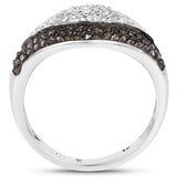 0.50 Carat Genuine Champagne Diamond and White Diamond .925 Sterling Silver Ring