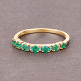 0.41 Carat Genuine Zambian Emerald and White Diamond 14K Yellow Gold Ring