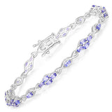 3.20 Carat Genuine Tanzanite .925 Sterling Silver Bracelet