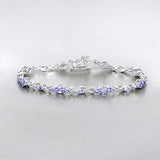 3.20 Carat Genuine Tanzanite .925 Sterling Silver Bracelet