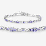 3.20 Carat Genuine Tanzanite .925 Sterling Silver Bracelet