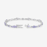 3.20 Carat Genuine Tanzanite .925 Sterling Silver Bracelet