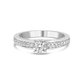 14K White Gold 1/2 Cttw Diamond Solitaire Pave Set Engagement Ring (G-H Color, VS2-SI1 Clarity) - Size 7