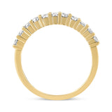 14K Yellow Gold Plated .925 Sterling Silver 1/2 cttw Shared Prong Set Brilliant Round-Cut Diamond 11 Stone Band Ring (J-K Color, SI1-SI2 Clarity) - Size 7