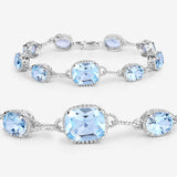 20.70 Carat Genuine Blue Topaz .925 Sterling Silver Bracelet