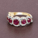 1.99 Carat Genuine Ruby and White Diamond 14K Yellow Gold Ring