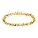 10KT Yellow Gold Plated .925 Sterling Silver 1 cttw Prong-Set Diamond Link Bracelet (J-K, I1-I2) - 7.5"