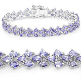 12.04 Carat Genuine Tanzanite .925 Sterling Silver Bracelet