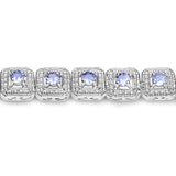 2.40 Carat Genuine Tanzanite .925 Sterling Silver Bracelet