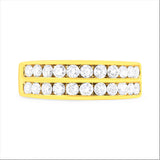 10K Yellow Gold Two-Row Diamond Band Ring (1 Cttw, J-K Color, I1-I2 Clarity) - Size 6
