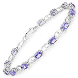4.29 Carat Genuine Tanzanite .925 Sterling Silver Bracelet