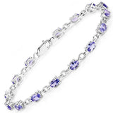 3.12 Carat Genuine Tanzanite .925 Sterling Silver Bracelet
