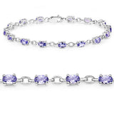 3.12 Carat Genuine Tanzanite .925 Sterling Silver Bracelet