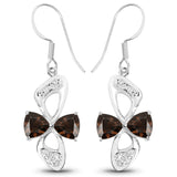 4.02 Carat Genuine Smoky Quartz and White Topaz .925 Sterling Silver Earrings