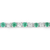 5.77 Carat Genuine Emerald and White Topaz .925 Sterling Silver Bracelet