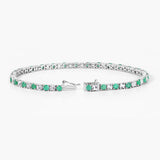 5.77 Carat Genuine Emerald and White Topaz .925 Sterling Silver Bracelet