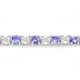 5.44 Carat Genuine Tanzanite and White Diamond .925 Sterling Silver Bracelet