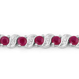 1.25 Carat Genuine Ruby and White Topaz .925 Sterling Silver Bracelet