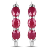 1.81 Carat Genuine Ruby and White Diamond .925 Sterling Silver Earrings