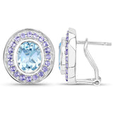 6.30 Carat Genuine Blue Topaz and Tanzanite .925 Sterling Silver Earrings