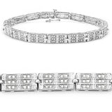 1.16 Carat Genuine White Diamond 14K White Gold Plated .925 Sterling Silver Bracelet
