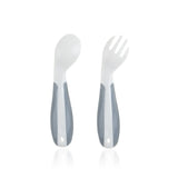 Babyjem Angled Feeding Spoon and Fork Set White 2-Piece