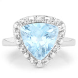 5.05 Carat Genuine Blue Topaz and White Topaz .925 Sterling Silver Ring