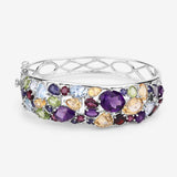 21.17 Carat Genuine Multi Stones .925 Sterling Silver Bangle