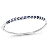 3.08 Carat Genuine Blue Sapphire .925 Sterling Silver Bangle