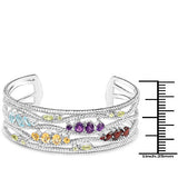 4.82 Carat Genuine Multi Stones .925 Sterling Silver Cuff Bangle