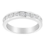 IGI Certified 1.0 Cttw Diamond 18K White Gold Channel-Set Half-Eternity Band Wedding Ring (E-F Color, I1-I2 Clarity) - Size 5-1/2
