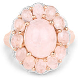 14K Rose Gold Plated 6.76 Carat Genuine Morganite .925 Sterling Silver Ring
