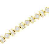 14K Yellow Gold 7.50 Cttw Princess and Baguette Diamond Geometric Link Bracelet
