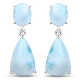 11.54 Carat Genuine Larimar .925 Sterling Silver Earrings
