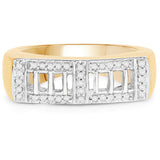 14K Yellow Gold Plated 0.19 Carat Genuine White Diamond .925 Sterling Silver Ring