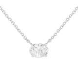 IGI Certified 14k White Gold 1/2 cttw Lab Grown Oval Shape Solitaire Diamond East West 18" Pendant Necklace (E-F Color, VS1-VS2 Clarity)