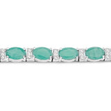 10.47 Carat Genuine Emerald and White Topaz .925 Sterling Silver Bracelet